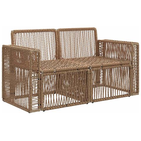Divano da giardino 2-Numero di posti Beige polyrattan - Foto 2