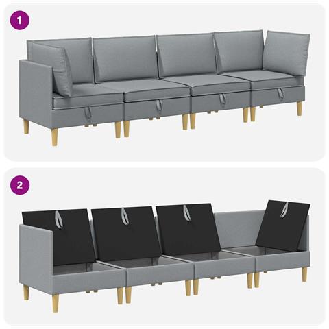 Set di divani modulari con spazio di archiviazione 4 pcs - Foto 8