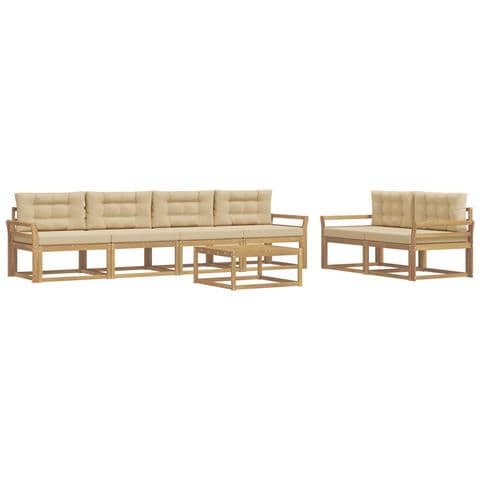Set di divani da esterno con cuscino 6 pcs Bianco e Beige - Foto 1