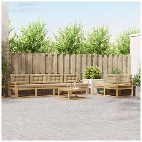 Set di divani da esterno con cuscino 6 pcs Bianco e Beige - Foto 2