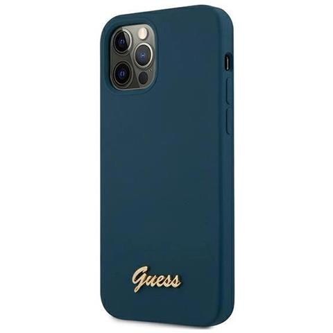 Guess Guhcp12llslmgbl Custodia Per Iphone 12 Pro Max 6,7 Blu /blu Con Logo Metallico Script - Foto 2