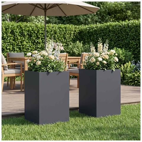 Vaso da giardino 2 pz Antracite 30 x 30 x 50 cm - Foto 2