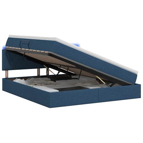 Letto con contenitore LED e materasso Blu 160 x 200 cm Tessuto - Foto 1