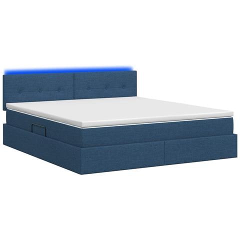 Letto con contenitore LED e materasso Blu 160 x 200 cm Tessuto - Foto 9