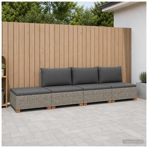4 pz Set Lounge in Rattan con Cuscini GENDT Rattan naturale - Foto 2