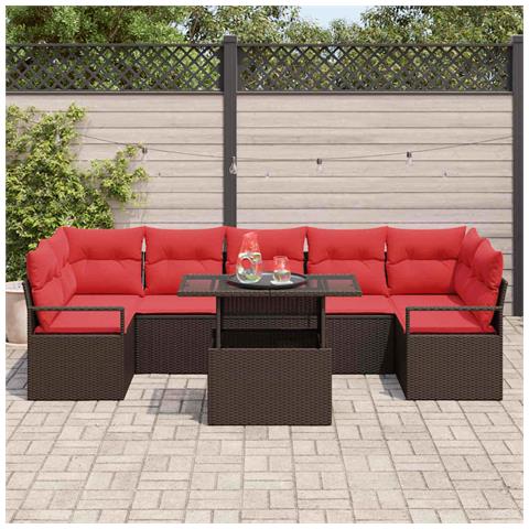 Set Divano da Giardino 8 pz Marrone Poly Rattan - Foto 2