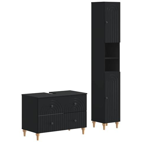 Set di Armadi da Bagno da 2 Pezzi ALKMAAR Nero - Foto 1
