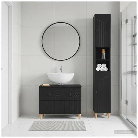 Set di Armadi da Bagno da 2 Pezzi ALKMAAR Nero - Foto 8
