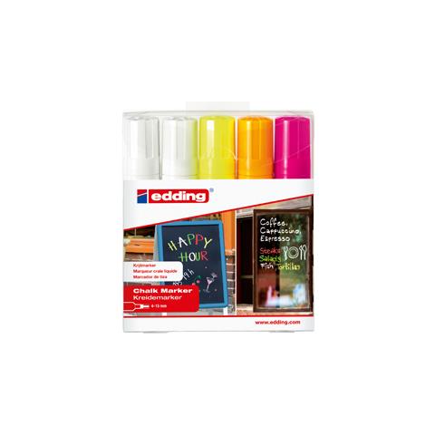 astuccio 5 marcatore edding 4090 punta scalpello gesso liquido col. assortiti - Foto 1