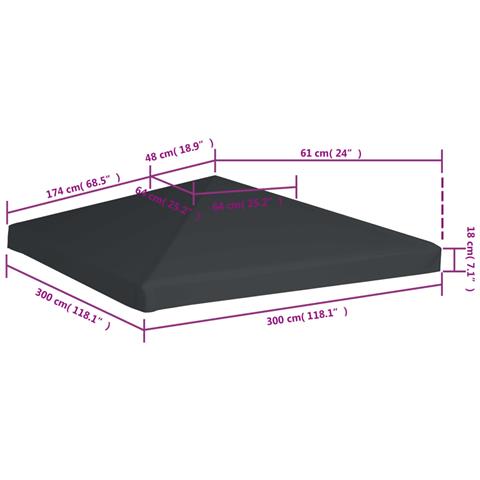 Copertura Superiore Per Gazebo 310 G / m² 3x3 M Grigio - Foto 2