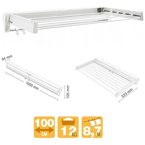 Stendibiancheria Artweger Artdry100, Lunghezza Asciugatura 6 M Larghezza: 100 Cm Bianco - Foto 1