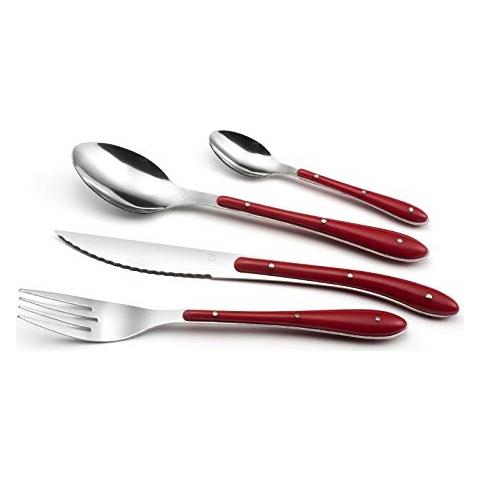 0616 Bistro Servizio Posate, Acciaio Inossidabile, Rosso, 24 Unità - Foto 2