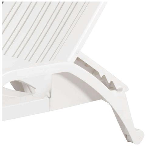 Lettino Da Giardino Impilabile In Plastica Bianco 190x71x46 H - Foto 4