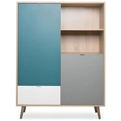 Cuba Hoogwaardig Eiken En Sonoma Wit Eiken Dressoir - Scandinavische Stijl - B 103 X D 40 X H 139 Cm - Foto 1