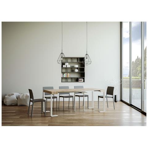 Consolle Allungabile 90x40/196 Cm Tecno Small Telaio Bianco - Quercia Natura - Foto 2