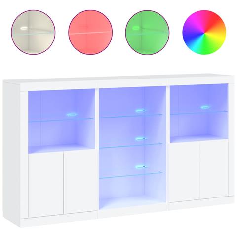 Credenza Con Luci Led Bianca 181,5x37x100 Cm - Foto 2