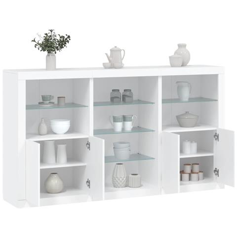 Credenza Con Luci Led Bianca 181,5x37x100 Cm - Foto 1