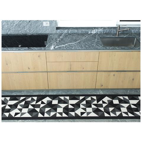 Tappeto Passatoia Cucina Antiscivolo In Tessuto Jacquard Disegno Origami Nero 57x280 Nero - Foto 2