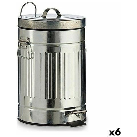 Cestino A Pedale Argentato Acciaio 7 L (6 Unità) - Foto 1