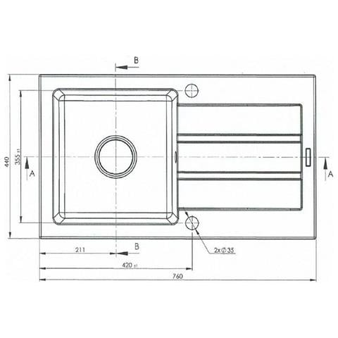 Lavello A Una Vasca 76 X 44 Cm Beige - Foto 2