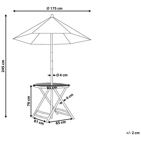 Tavolino Bistrot Molise 85 Cm 85 Cm Legno Di Bambù Marrone Chiaro - Foto 14