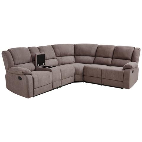 Divano Angolare Reclinabile Manuale Tessuto Beige Rokke - Foto 2