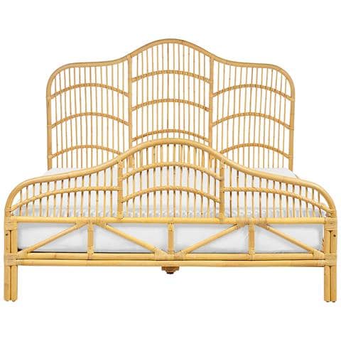 Letto Matrimoniale Rattan Color Legno Chiaro 160 X 200 Cm Domeyrot - Foto 2