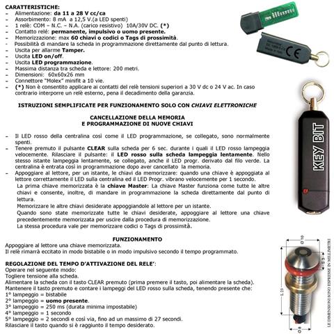 Chiave Elettronica Sfioramento Kit Elaboratore C408 Lettore Da Pannello 3 Chiavi Programmabili Codice Di Sicurezza 64 - Foto 4