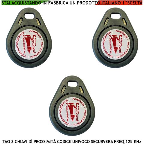 Chiave Di Prossimità 3 Trasponder Alta Sicurezza Codice Univoco Securvera Em-4100 Frequenza 125 Khz Con Foro Portachia - Foto 1