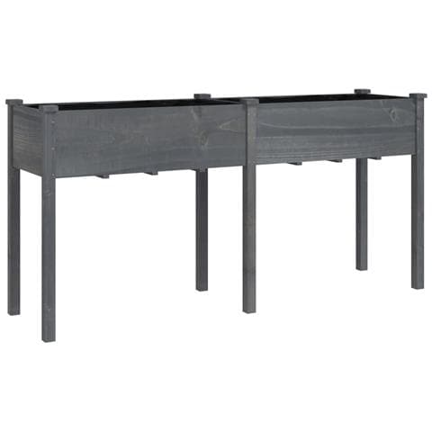 Fioriera Con Fodera Grigia 161x45x76cm Legno Massello Di Abete - Foto 1