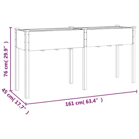 Fioriera Con Fodera Grigia 161x45x76cm Legno Massello Di Abete - Foto 7