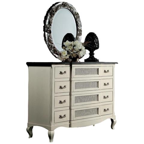 Cassettiera 4 Cassetti Legno Shabby Bianco Bicolore 124x55x105 - Foto 1