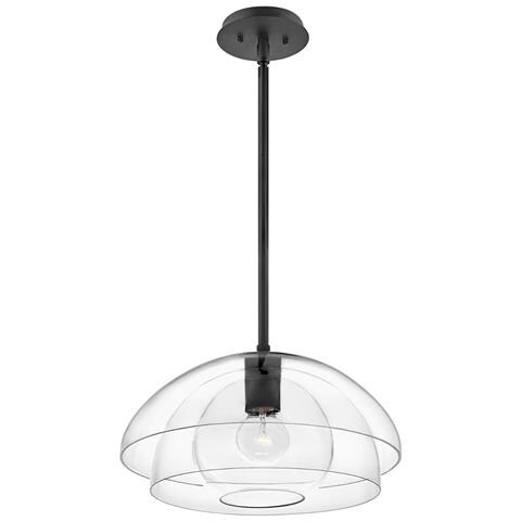 Sospensione Contemporanea Lotus Acciaio Nero Vetro 1 Luce E27 - Foto 1