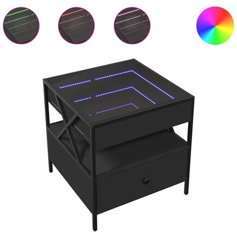 Tavolino Da Salotto Con Led Infinity Nero 50x50x51 Cm - Foto 2