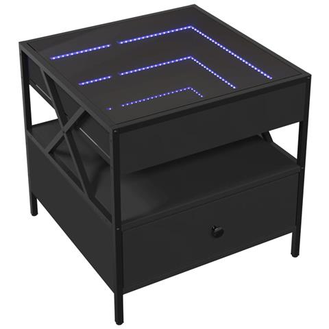Tavolino Da Salotto Con Led Infinity Nero 50x50x51 Cm - Foto 3