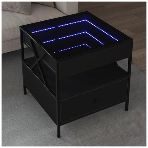 Tavolino Da Salotto Con Led Infinity Nero 50x50x51 Cm - Foto 1