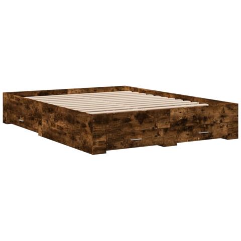 Giroletto Con Cassetti Rovere Fumo 160x200 Cm Legno Multistrato - Foto 3