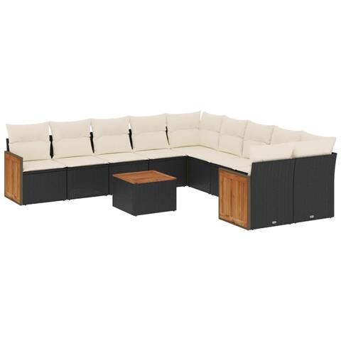 Set Divani Da Giardino 11 Pz Con Cuscini In Polyrattan Nero - Foto 2