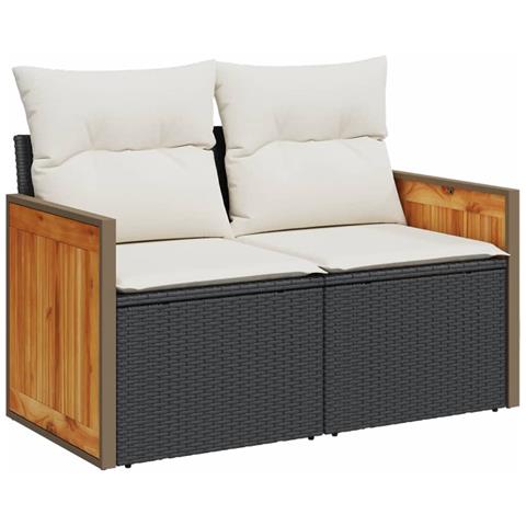 Set Divani Da Giardino 11 Pz Con Cuscini In Polyrattan Nero - Foto 3