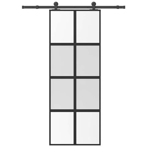 Porta Scorrevole Ferramenta 76x205 cm Vetro Temperato Alluminio - Foto 1