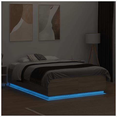 Giroletto Luci LED Rovere Sonoma 135x190 cm Legno Multistrato - Foto 2