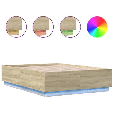 Giroletto Luci LED Rovere Sonoma 135x190 cm Legno Multistrato - Foto 1