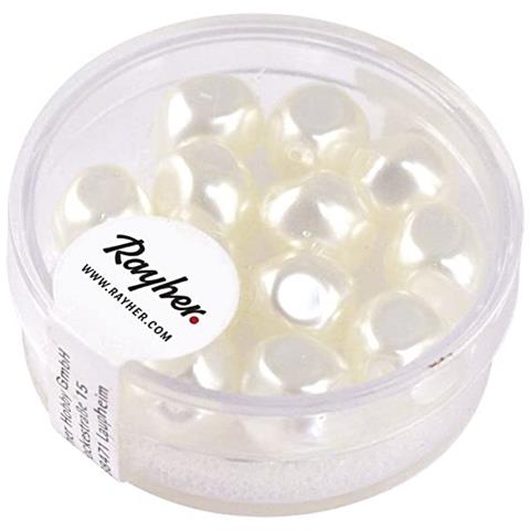 Rayher - 13 Pezzi - Perle In Vetro Semi-rotonde Ø9mm - Colore Bianco Neve - Foto 1