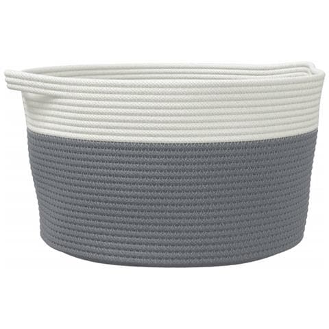 Cestino Portaoggetti Grigio E Bianco 40x25 Cm In Cotone - Foto 2