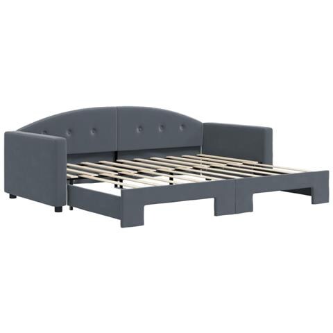 Divano Letto Con Letto Estraibile Grigio Scuro 90x190cm Velluto - Foto 2