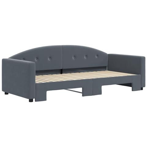 Divano Letto Con Letto Estraibile Grigio Scuro 90x190cm Velluto - Foto 3