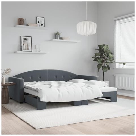 Divano Letto Con Letto Estraibile Grigio Scuro 90x190cm Velluto - Foto 1
