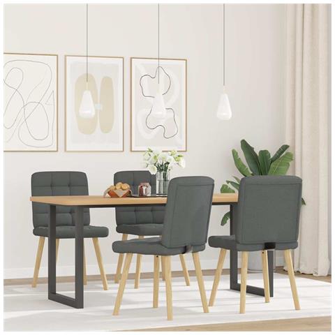 Sedie Da Pranzo 4 Pz Grigio Scuro In Tessuto - Foto 2