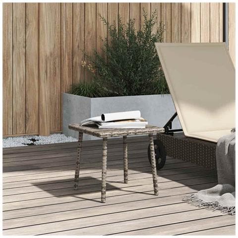 Tavolino Da Giardino Rettangolare Grigio 40x40x37 Cm Polyrattan - Foto 3