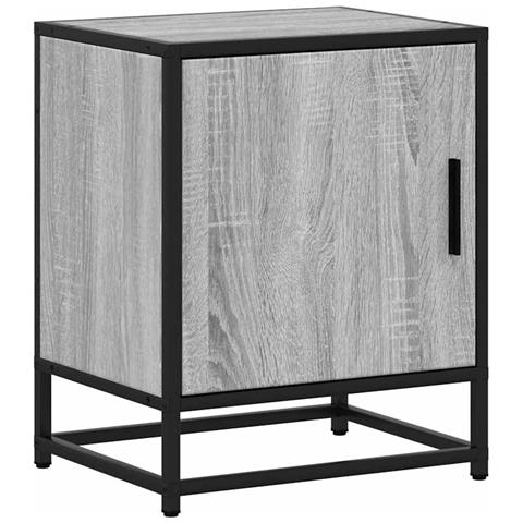 Comodino Grigio Sonoma 40x31x50 Cm Legno Multistrato E Metallo - Foto 2